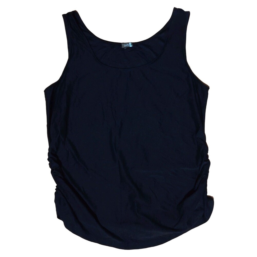 JudyP Women's  XL Black Ruched Stretch Scoop Neck Sleeveless Tank Top
